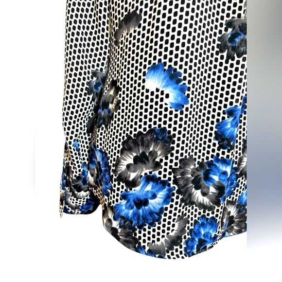 Express Portofino Shirt Size Small Polka Dot Blue Floral Button Up Office Top - Picture 5 of 7